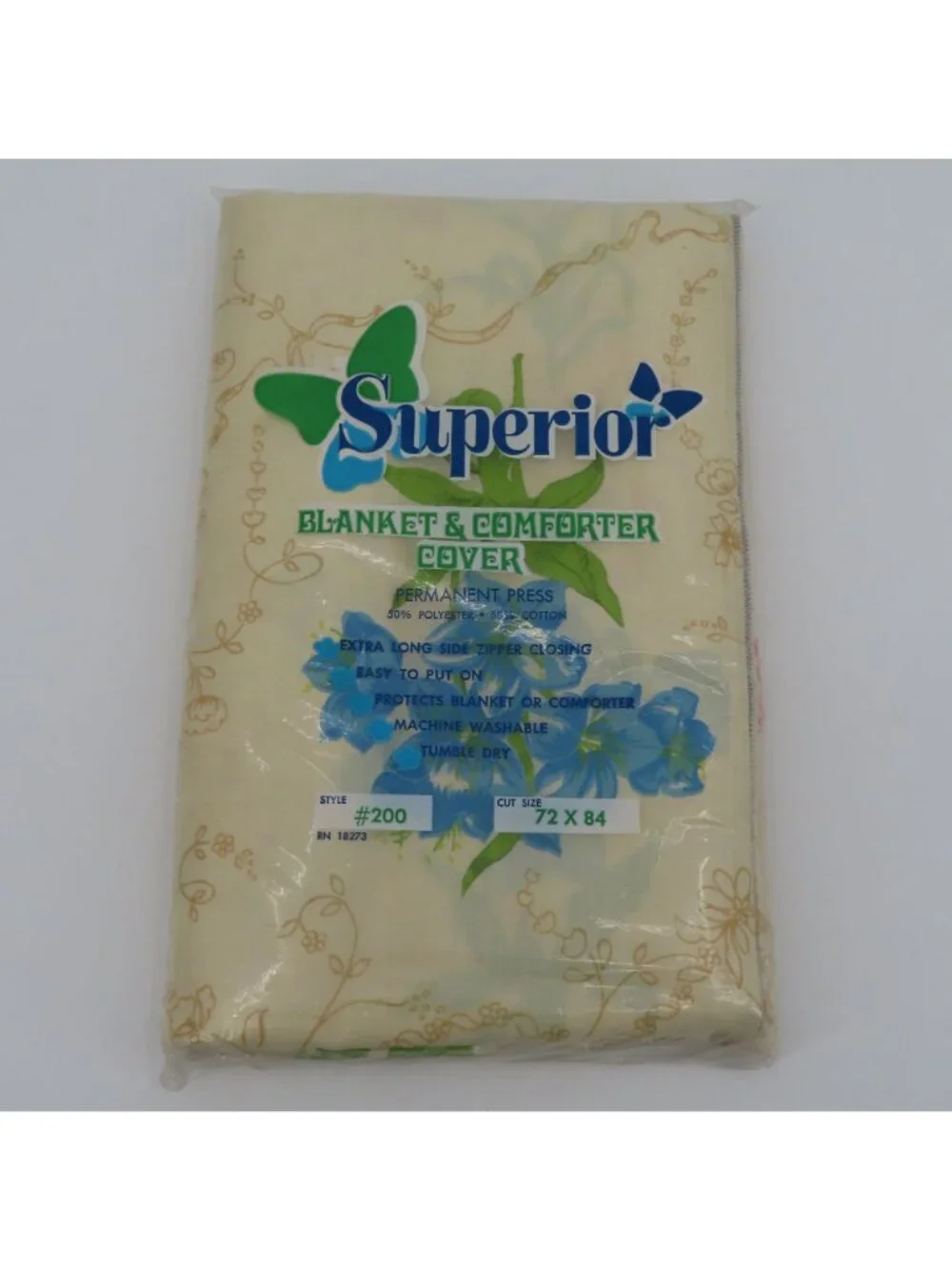 VTG Superior 72in x 84in Multicolor Flower Blanket Comforter Cover Zipper NEW